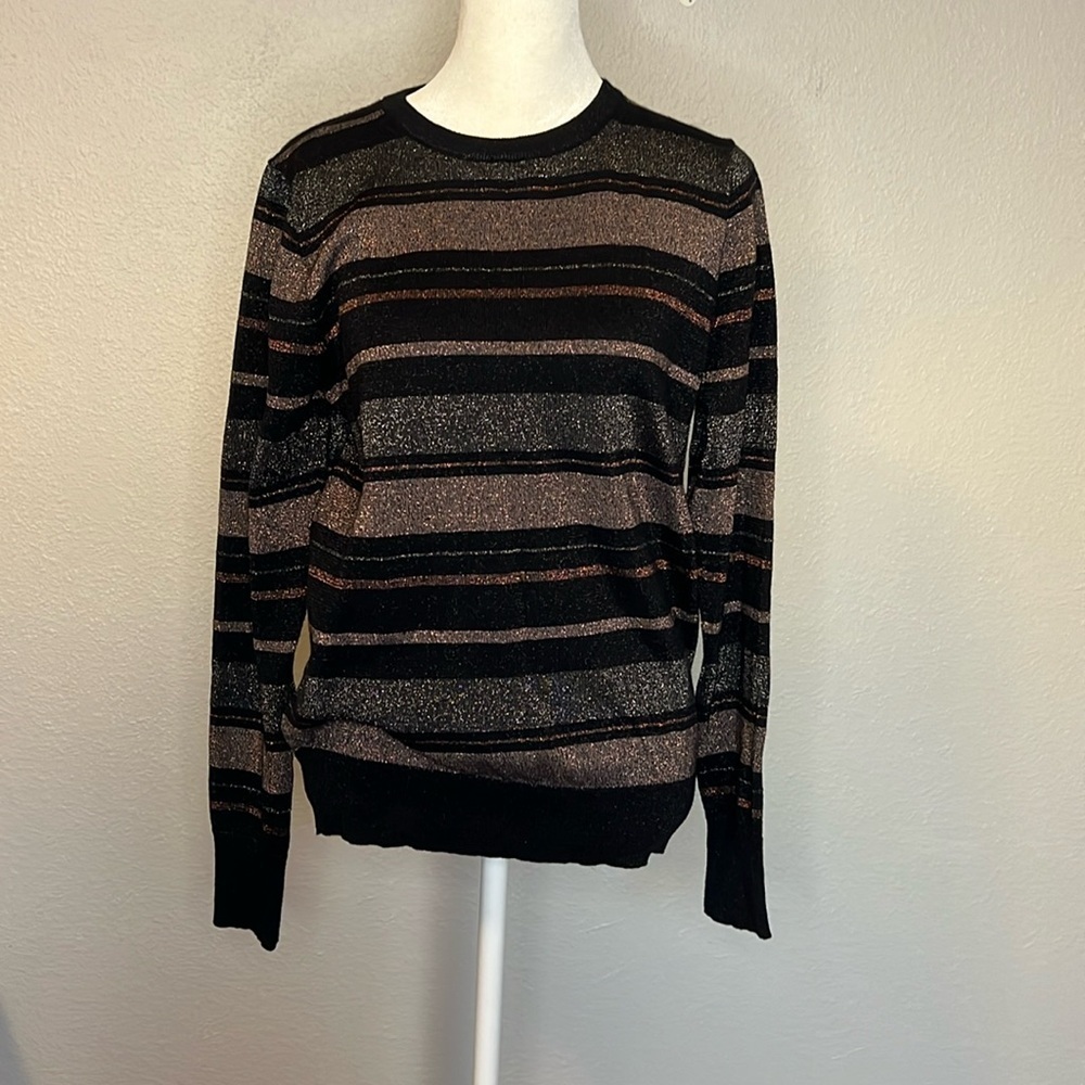 Banana Republic Factory Metallic Stripe Lightweight Sweater Size Medium